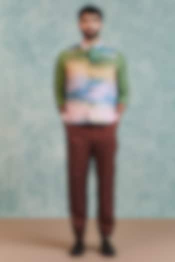 Chocolate Brown Pure Linen Tapered Pants by Saphed Men at Pernia's Pop Up Shop