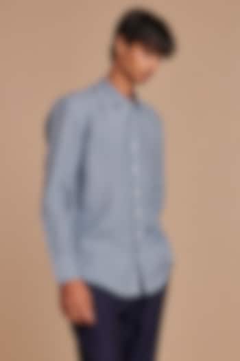 Sky Blue Pure Linen Shirt by Saphed Men