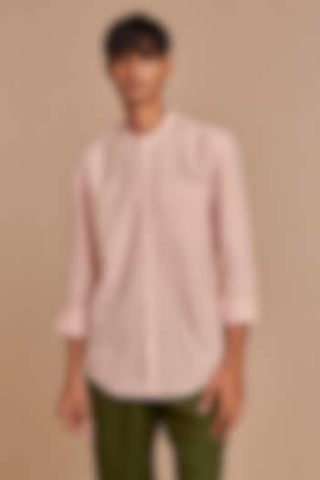 Pastel Pink Pure Linen Party Wear Shirt by Saphed Men at Pernia's Pop Up Shop