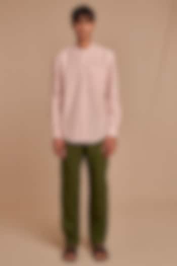 Safari Green Pure Linen Pants by Saphed Men