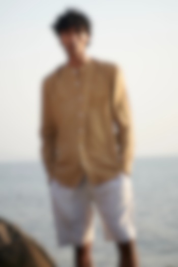 Off-White Pure Linen Shorts by Saphed Men