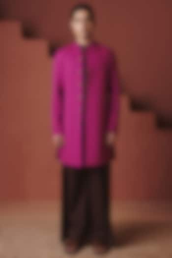 Orchid Purple Cotton Linen Jacket by Saphed Men at Pernia's Pop Up Shop