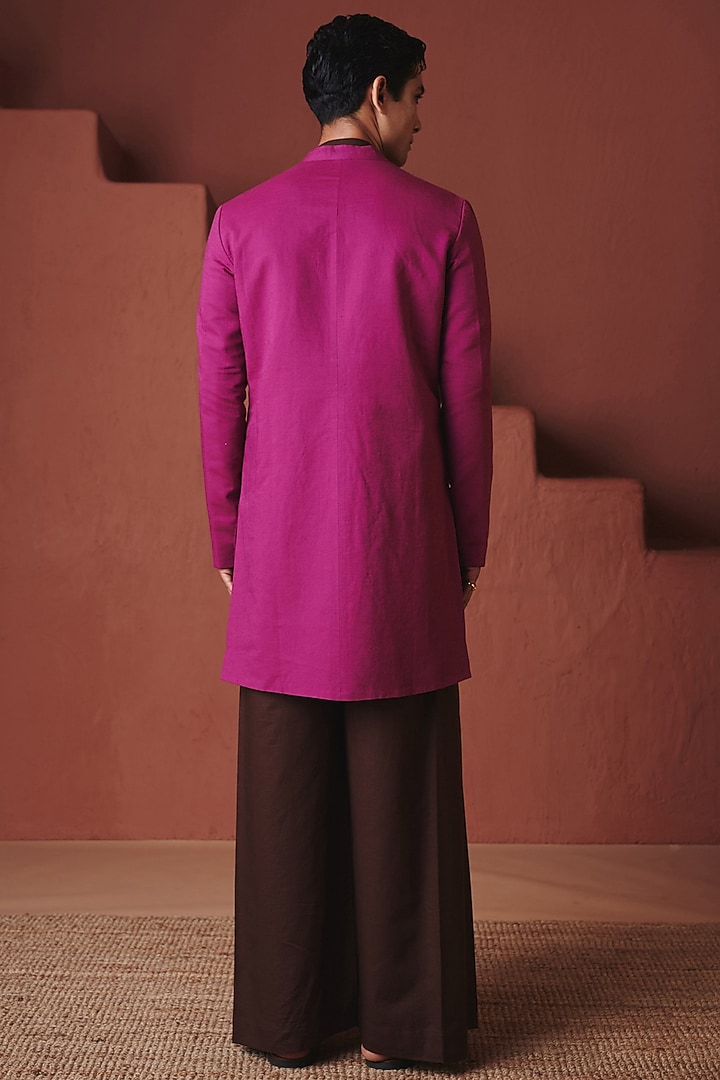 Orchid Purple Cotton Linen Jacket by Saphed Men at Pernia's Pop Up Shop