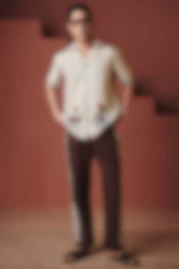 Coffee Brown Cotton Linen Pant Set by Saphed Men at Pernia's Pop Up Shop