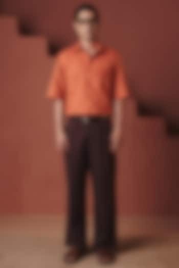 Coffee Brown Cotton Linen Baggy Pants by Saphed Men at Pernia's Pop Up Shop