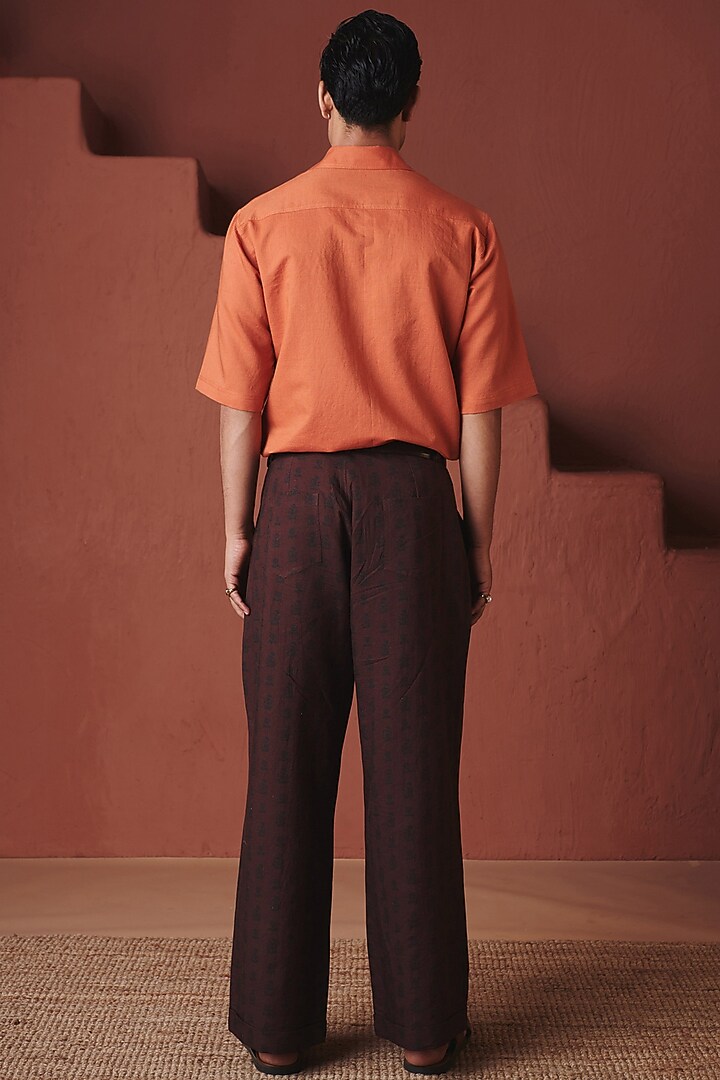 Coffee Brown Cotton Linen Baggy Pants by Saphed Men at Pernia's Pop Up Shop