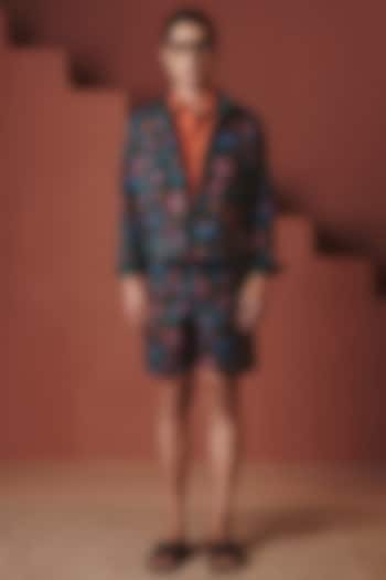 Paan Green Cotton Linen Co-Ord Set by Saphed Men at Pernia's Pop Up Shop