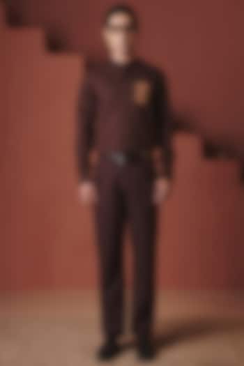 Coffee Brown Cotton Linen Tapered Pants by Saphed Men at Pernia's Pop Up Shop