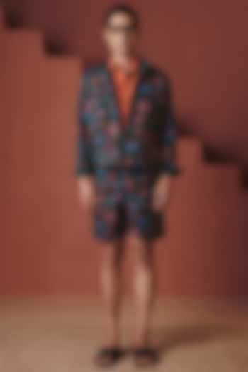 Paan Green Cotton Linen Party Wear Shirt by Saphed Men at Pernia's Pop Up Shop