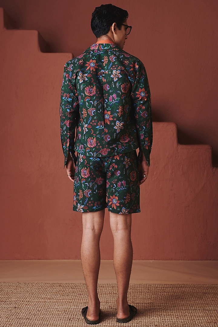 Paan Green Cotton Linen Party Wear Shirt by Saphed Men at Pernia's Pop Up Shop