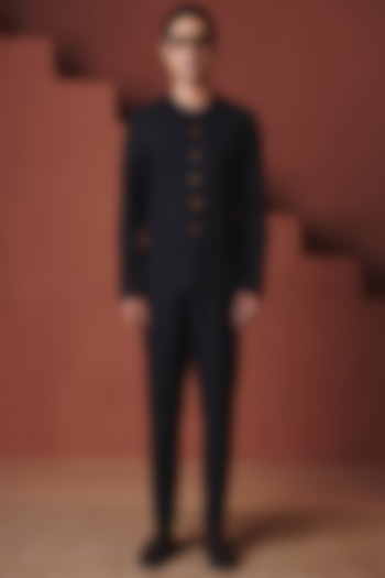 Carbon Cotton Linen Trousers by Saphed Men at Pernia's Pop Up Shop