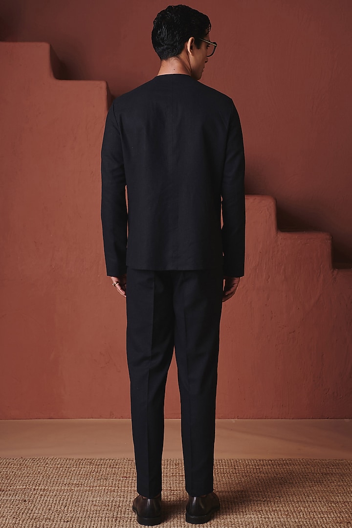 Carbon Cotton Linen Trousers by Saphed Men at Pernia's Pop Up Shop