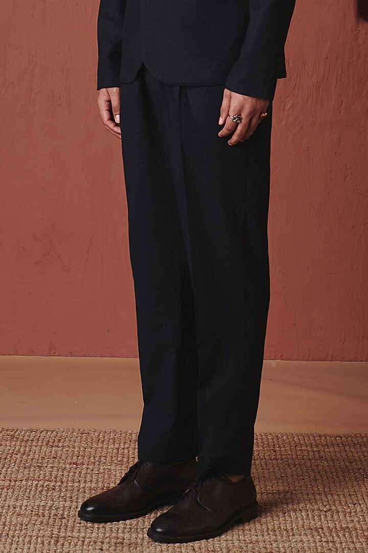 Carbon Cotton Linen Trousers by Saphed Men at Pernia's Pop Up Shop