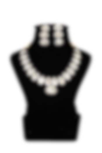 White Finish Synthetic Stone Enameled Necklace Set by Saptam jewels at Pernia's Pop Up Shop
