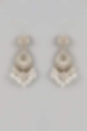 White Finish Pearl Dangler Earrings by Saptam jewels at Pernia's Pop Up Shop