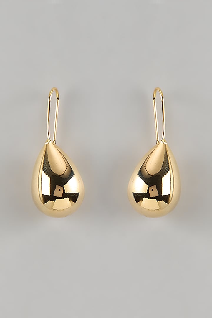 Gold Finish Teardrop Earrings by Saptam jewels at Pernia's Pop Up Shop