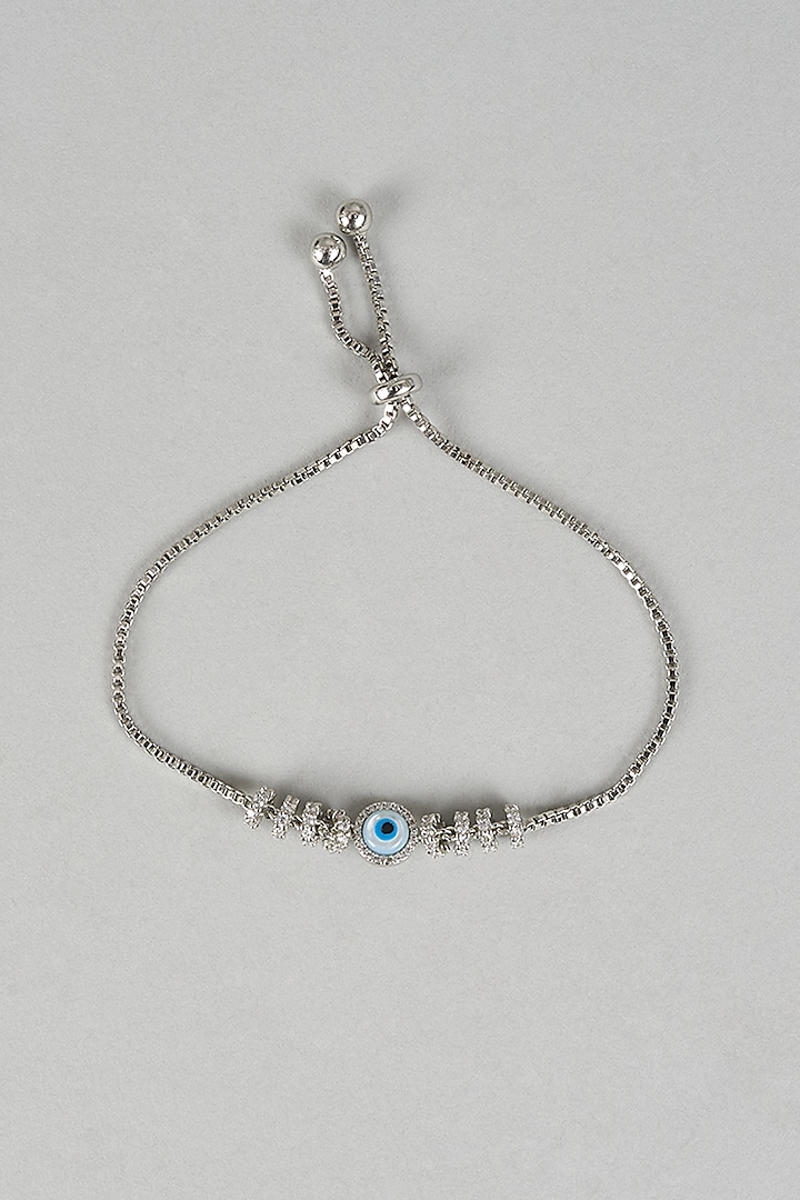 White Finish Diamond Evil-Eye Necklace by Saptam jewels at Pernia's Pop Up Shop