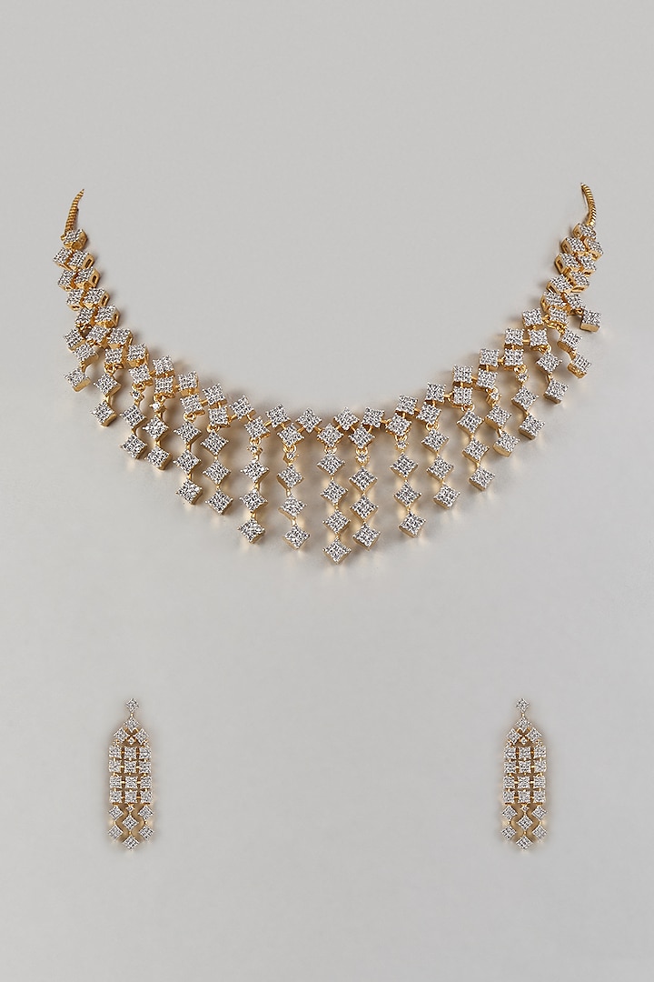 White Finish Pearl & Stone Layered Necklace Set by Saptam jewels at Pernia's Pop Up Shop