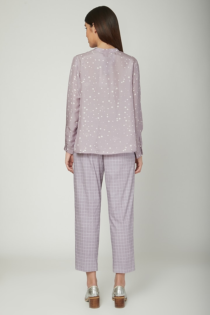 Mauve Printed Shirt With Trousers by Sneha Arora at Pernia's Pop Up Shop