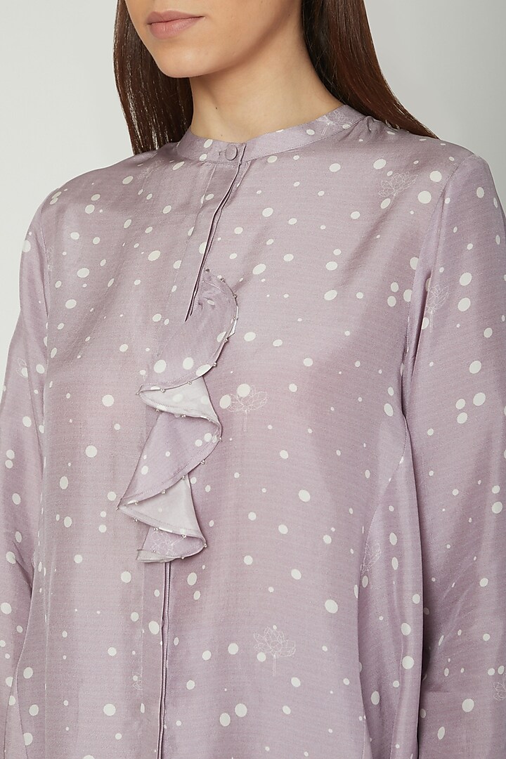 Mauve Printed Shirt With Trousers by Sneha Arora at Pernia's Pop Up Shop