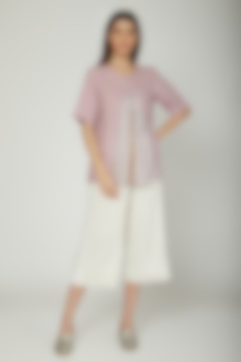 Mauve Blouse With Pleats by Sneha Arora