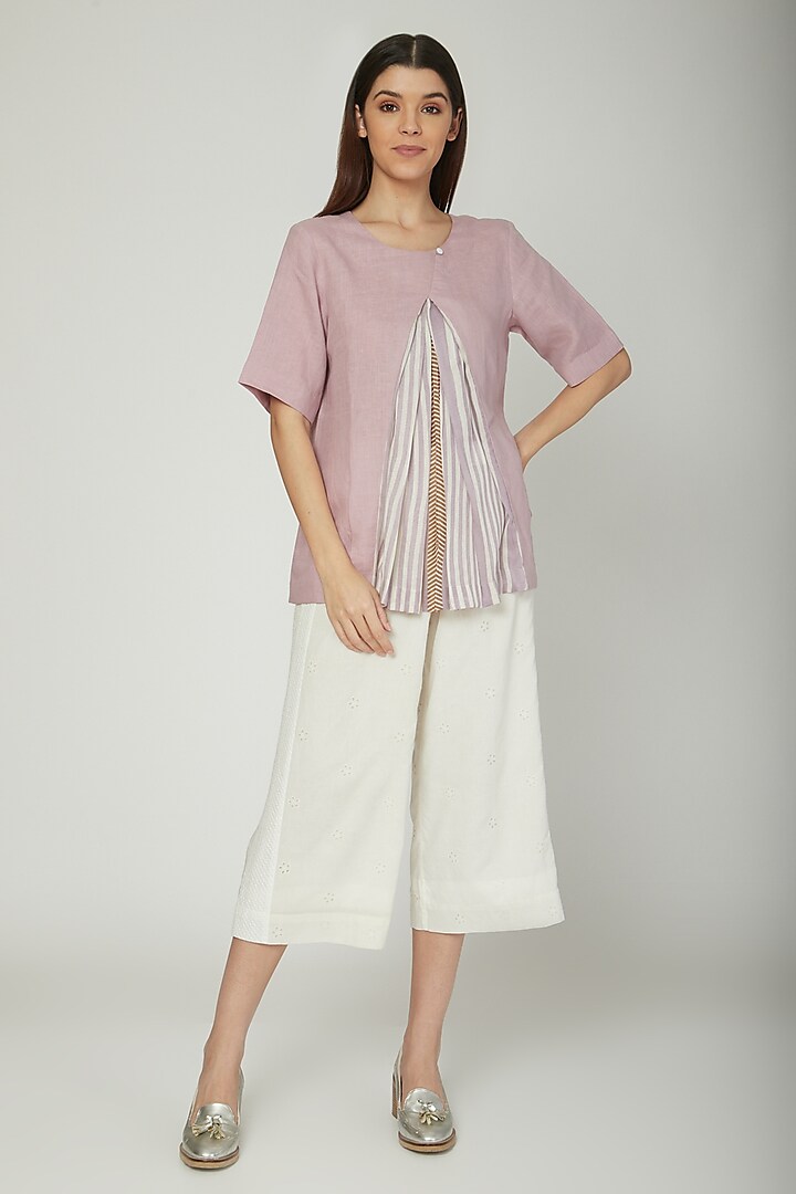 Mauve Blouse With Pleats by Sneha Arora