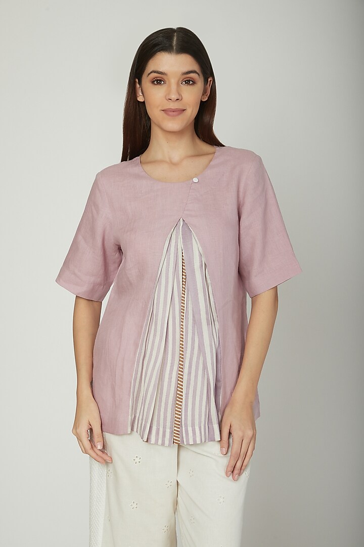 Mauve Blouse With Pleats by Sneha Arora at Pernia's Pop Up Shop