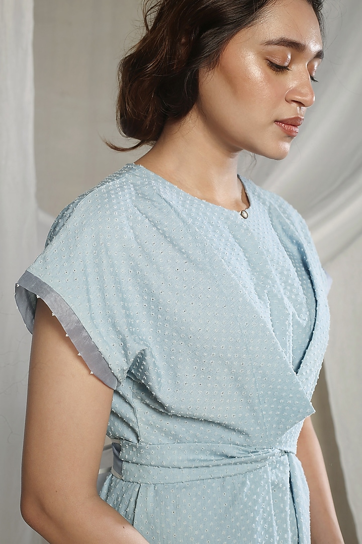 Sky Blue Summer Dress With Tie-Up by Sneha Arora at Pernia's Pop Up Shop
