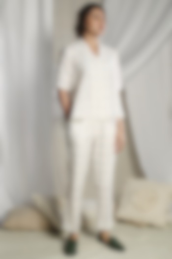 White Checkered Pant Set by Sneha Arora at Pernia's Pop Up Shop
