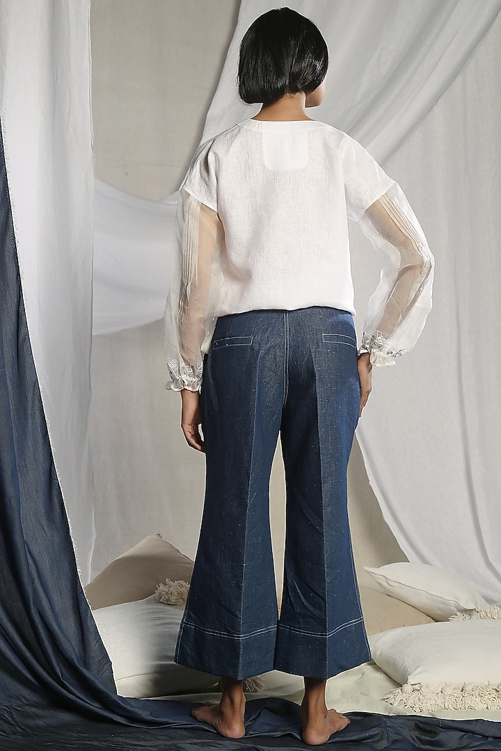 White Embroidered Top With Tie-Up by Sneha Arora at Pernia's Pop Up Shop