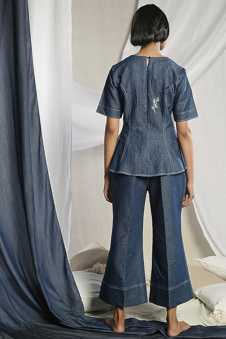 Dark Blue Pant Set by Sneha Arora at Pernia's Pop Up Shop