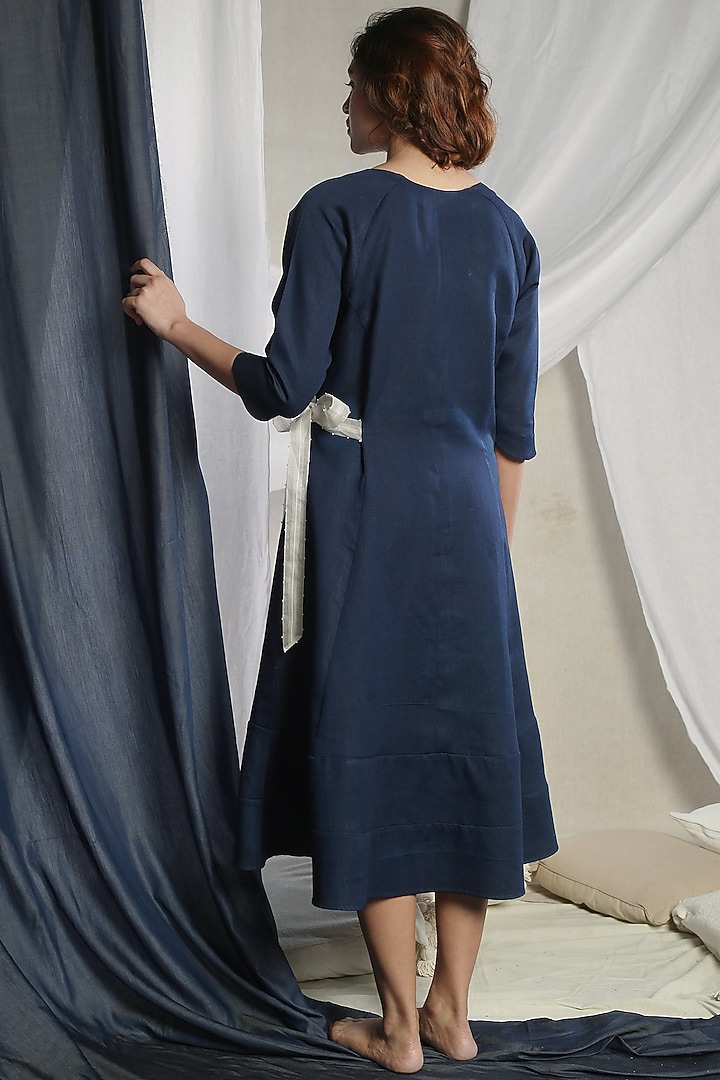 Indigo Blue Vacation Dress With Tie-Up by Sneha Arora at Pernia's Pop Up Shop