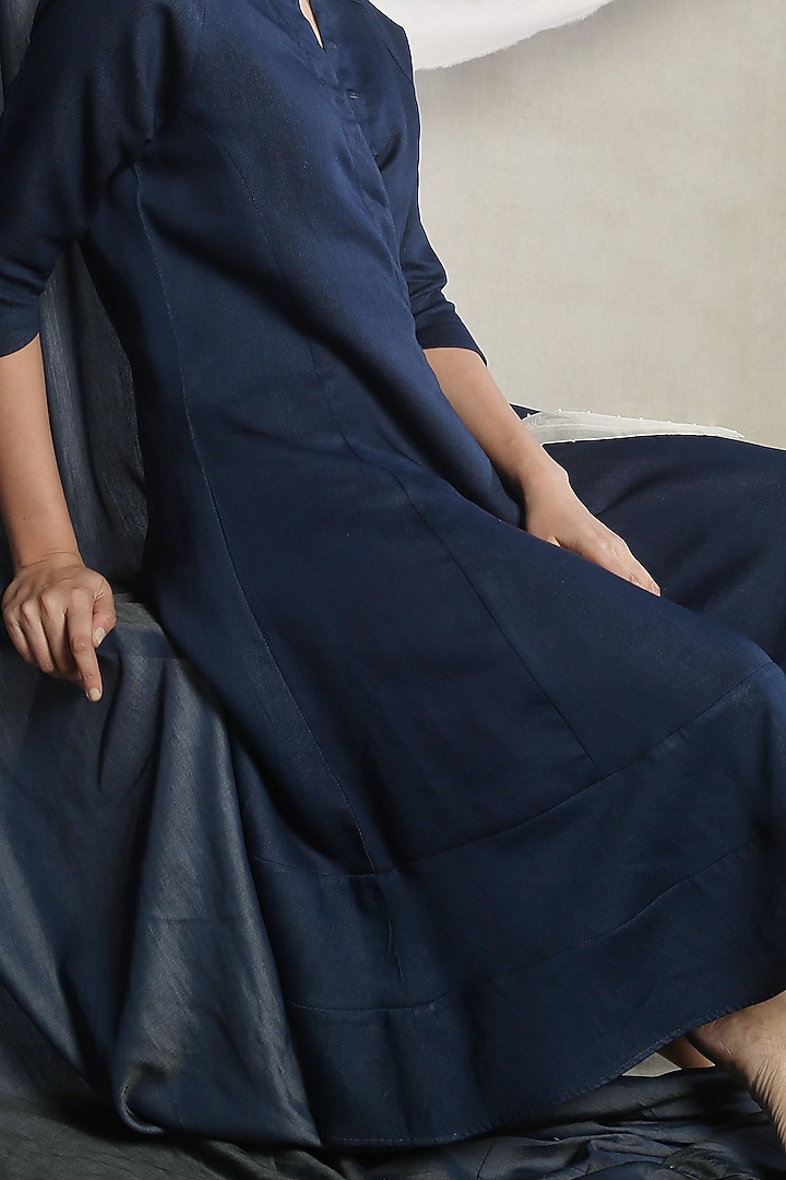 Indigo Blue Vacation Dress With Tie-Up by Sneha Arora at Pernia's Pop Up Shop