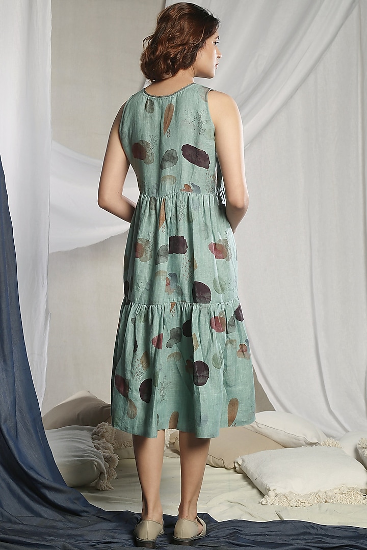 Teal Green Printed Vacation Dress by Sneha Arora at Pernia's Pop Up Shop