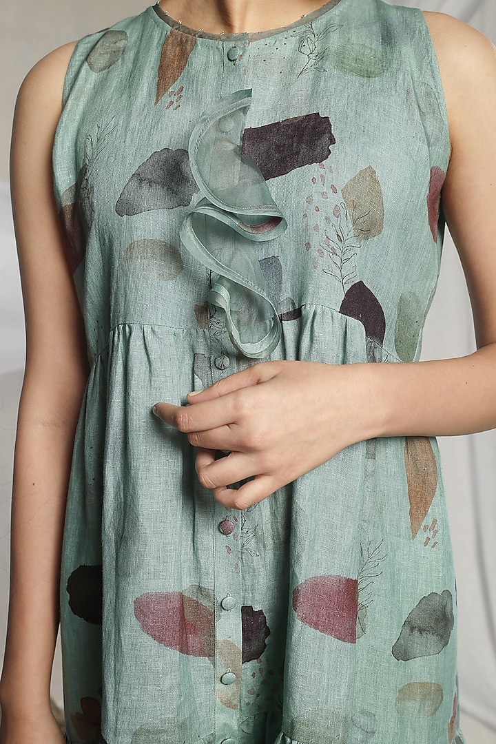 Teal Green Printed Vacation Dress by Sneha Arora at Pernia's Pop Up Shop