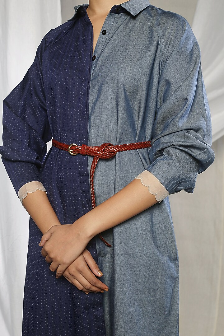 Dark Blue Summer Shirt Dress by Sneha Arora at Pernia's Pop Up Shop
