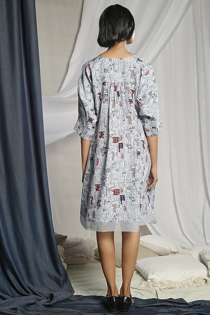 Grey Digital Printed Vacation Dress by Sneha Arora at Pernia's Pop Up Shop
