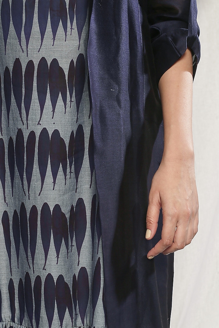 Grey Printed Dress With Jacket by Sneha Arora at Pernia's Pop Up Shop
