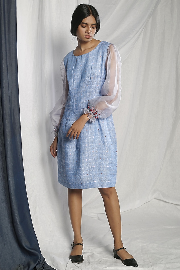Sky Blue Embroidered Dress by Sneha Arora