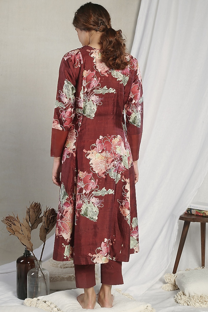 Wine Printed Kurta Set by Sneha Arora at Pernia's Pop Up Shop