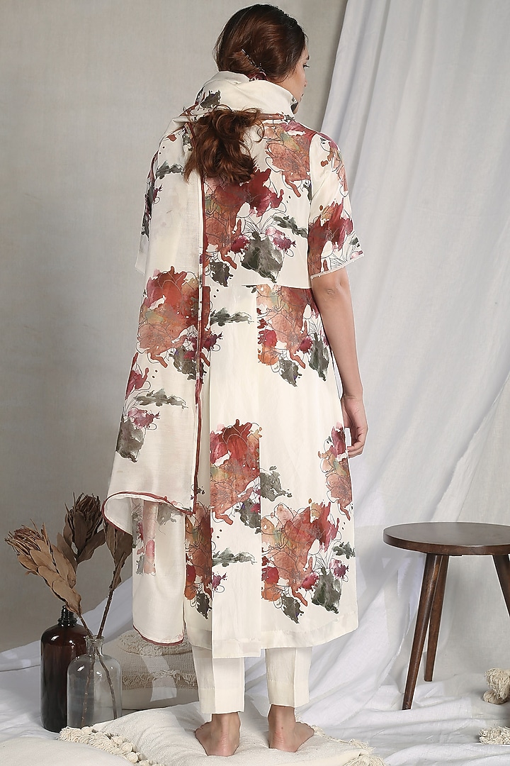White Printed Kurta Set by Sneha Arora at Pernia's Pop Up Shop