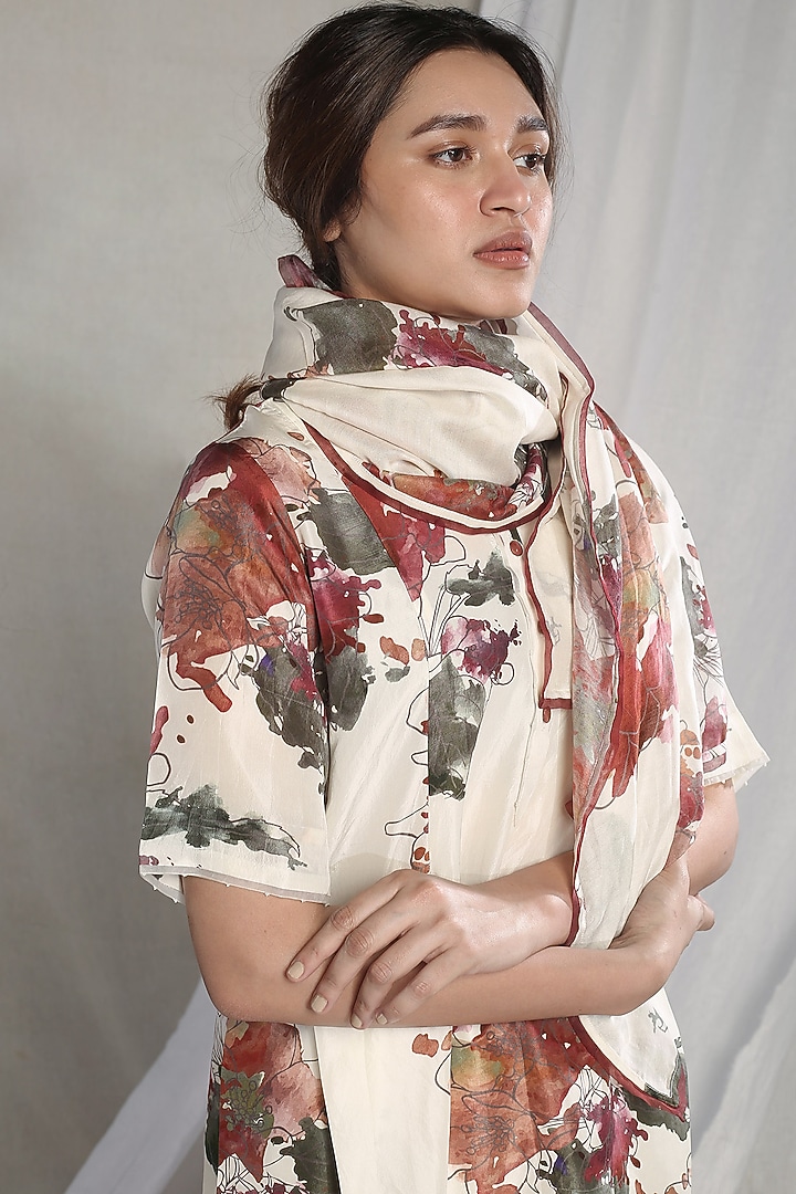 White Printed Kurta Set by Sneha Arora at Pernia's Pop Up Shop