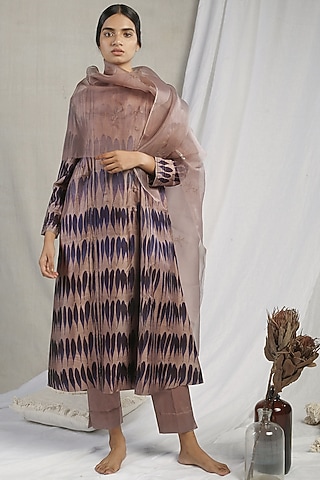 Brown Ombre Printed Kurta Set by Sneha Arora