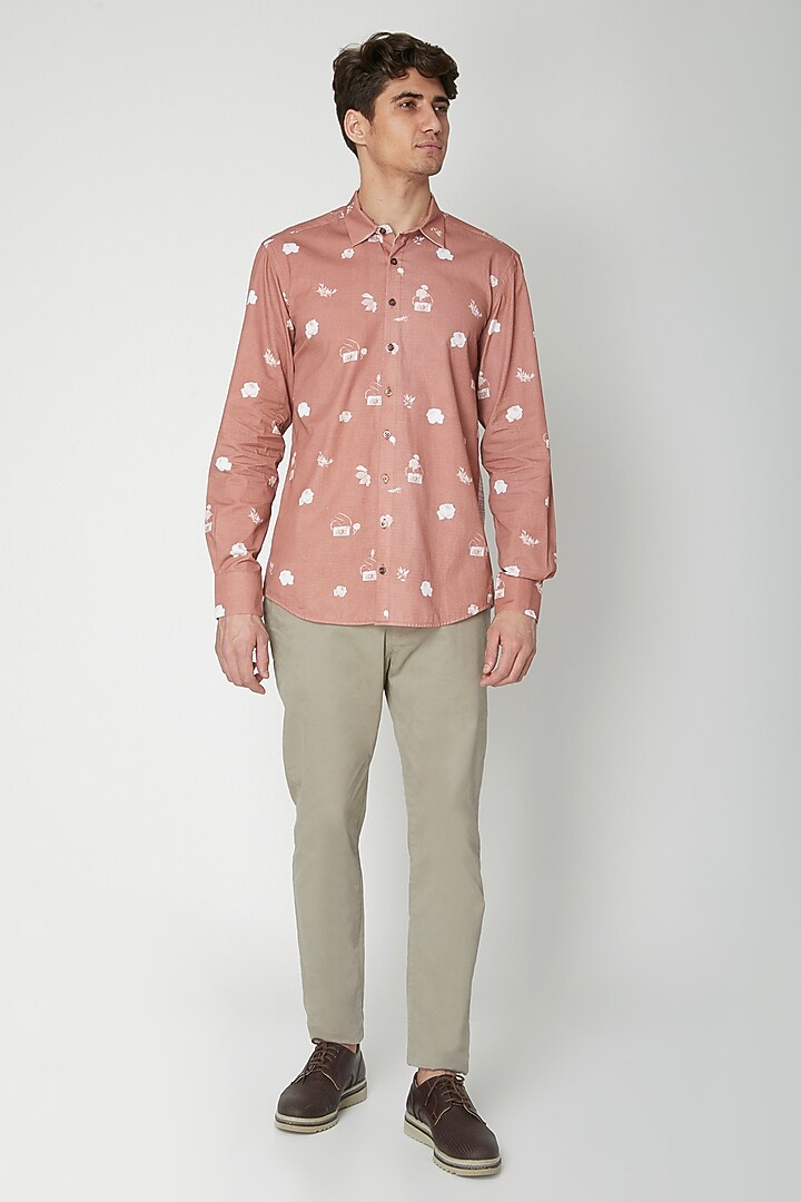 Copper Detailed Floral Party Wear Shirt by Sneha Arora Men at Pernia's Pop Up Shop