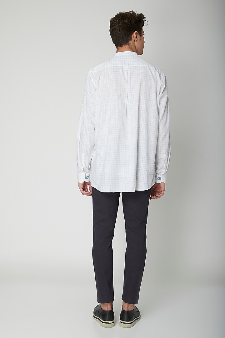 White Embroidered Cotton Party Wear Shirt by Sneha Arora Men at Pernia's Pop Up Shop