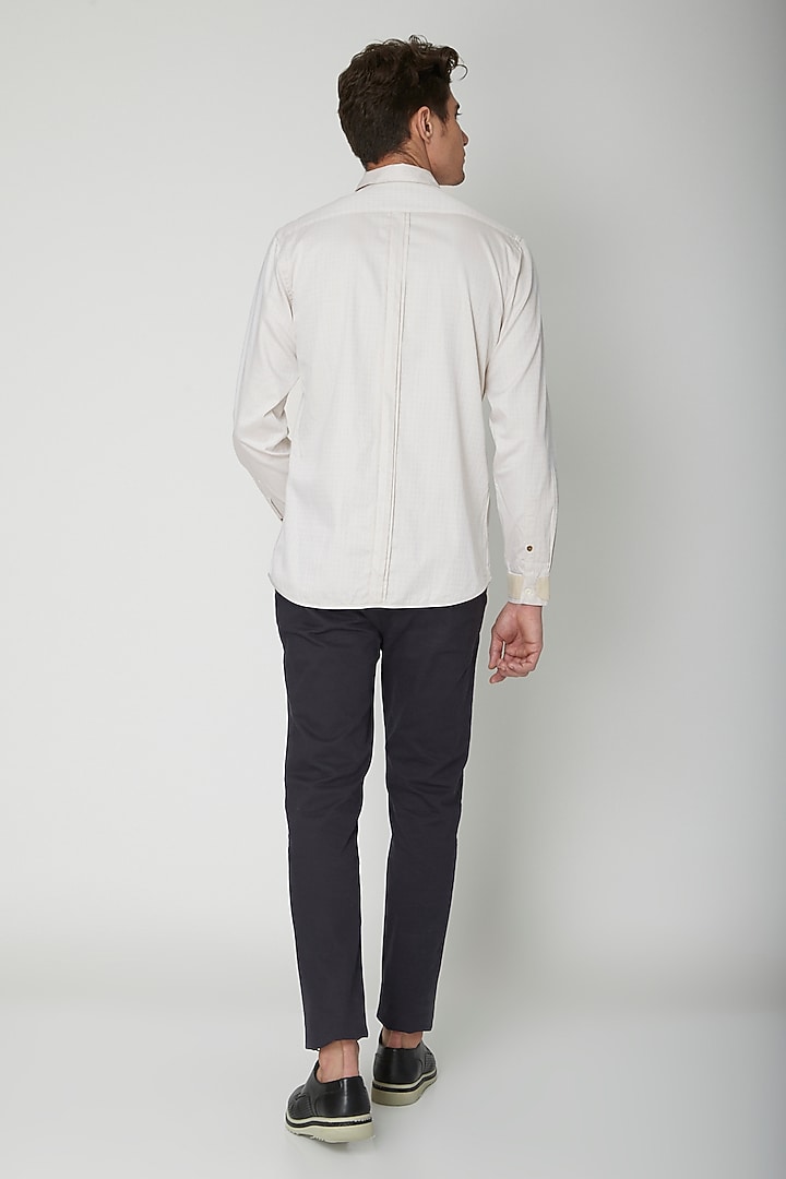 Beige Detailed Cotton Party Wear Shirt by Sneha Arora Men at Pernia's Pop Up Shop