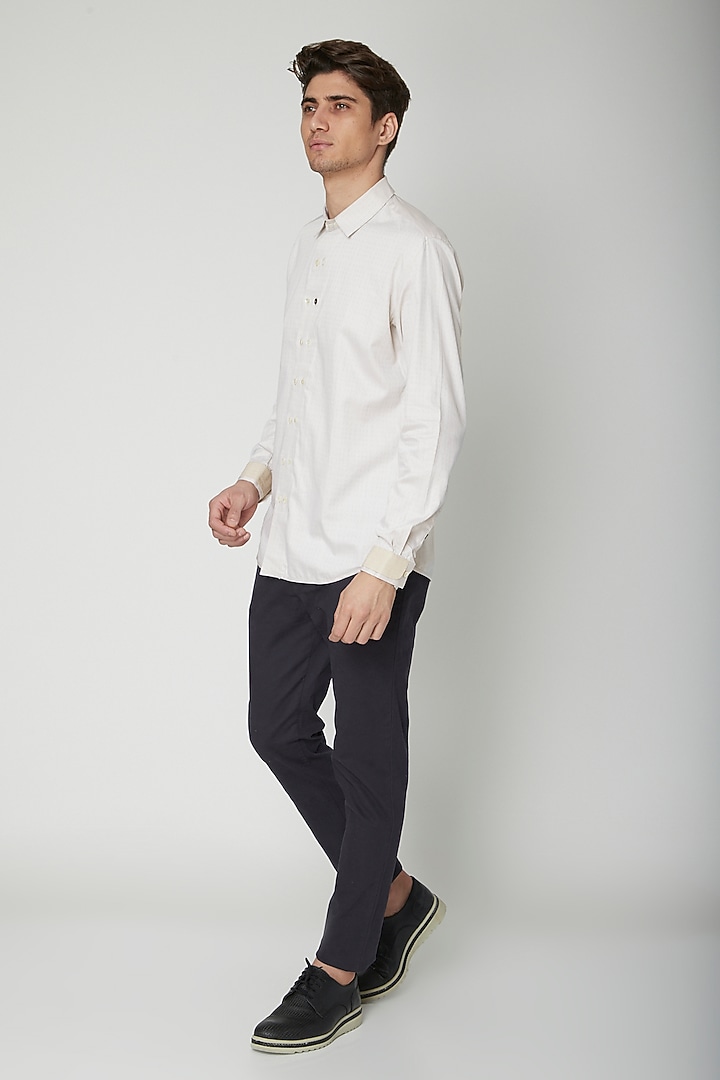 Beige Detailed Cotton Party Wear Shirt by Sneha Arora Men at Pernia's Pop Up Shop