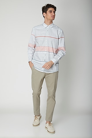 Multi Colored Printed Cotton Shirt by Sneha Arora Men