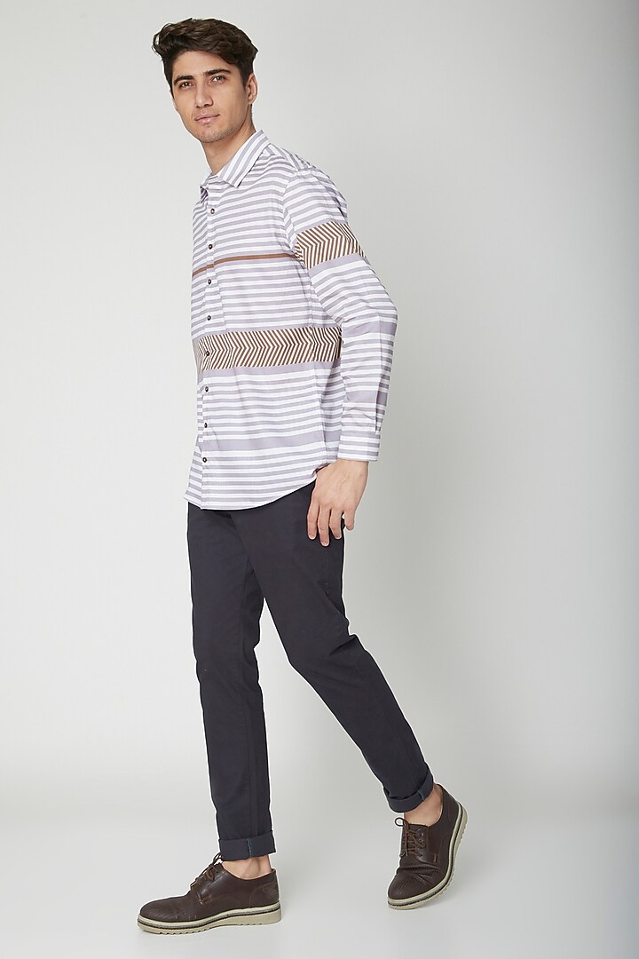 Mauve Printed Cotton Party Wear Shirt by Sneha Arora Men at Pernia's Pop Up Shop