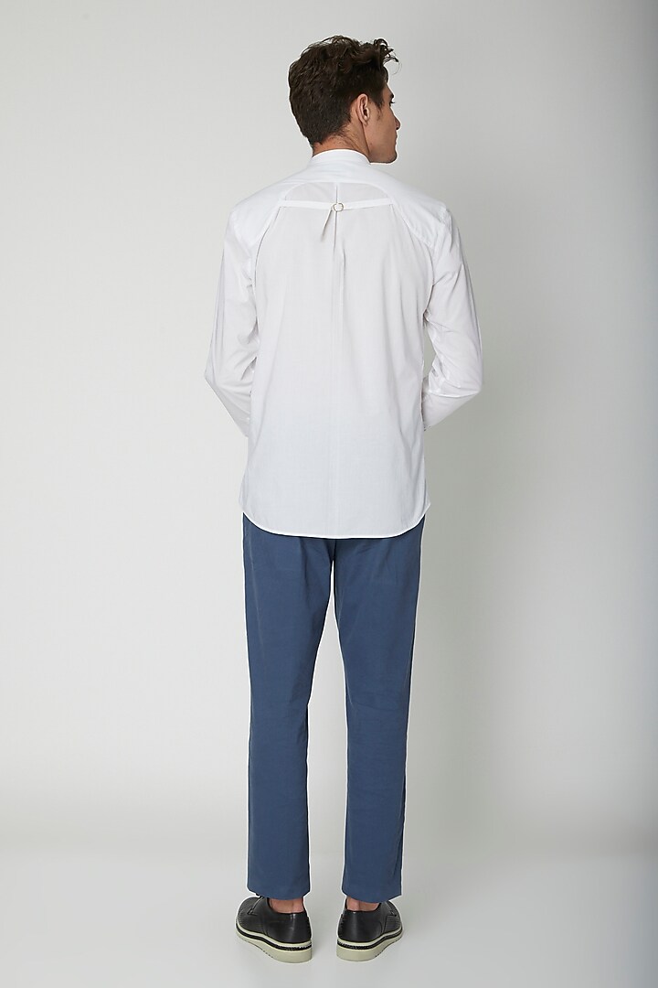 White Detailed Cotton Party Wear Shirt by Sneha Arora Men at Pernia's Pop Up Shop
